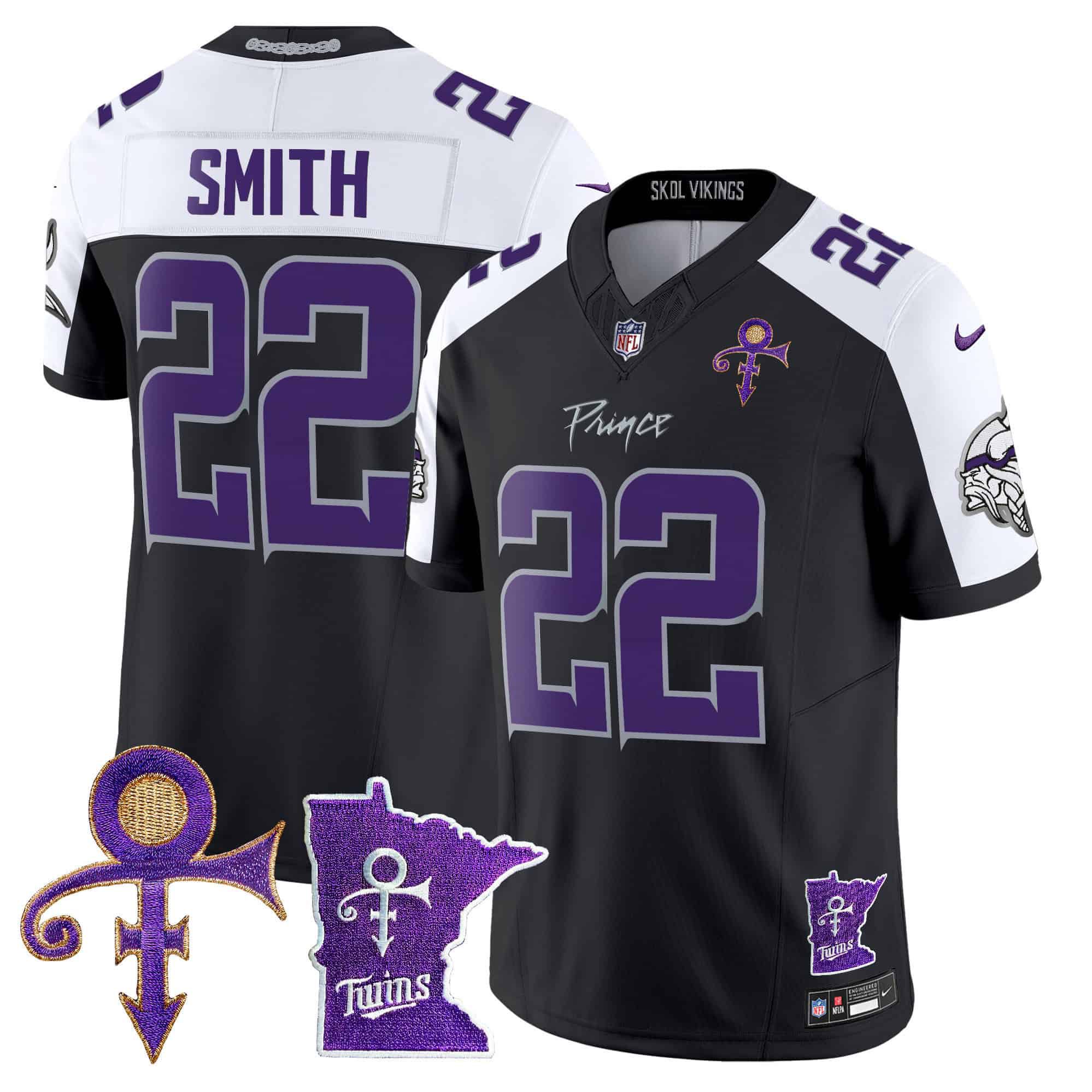 Men Minnesota Vikings 22 Smith Black 2024 Nike Prince Vapor Limited NFL Jersey